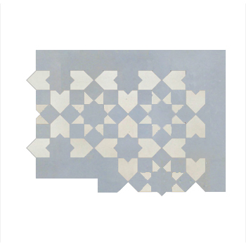 Mosaic House Moroccan tile Tarceeh Corner 1-17 White Sky blue  zellige, mosaic, zellij, border, glaze, traditional, intricate, stars, star 